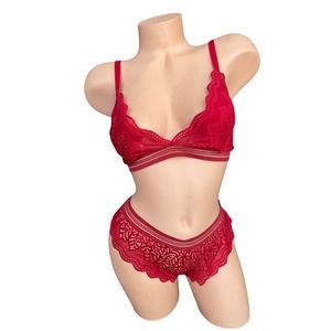 set LINGERIE SEXY in lace with jaragua elastic based covered insize M/L Red